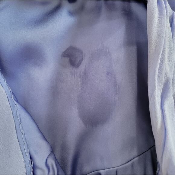 Marchesa Notte Ruffle Pleated One Shoulder Dress Blue Silk Organza Gown Size 4 - Picture 10 of 10